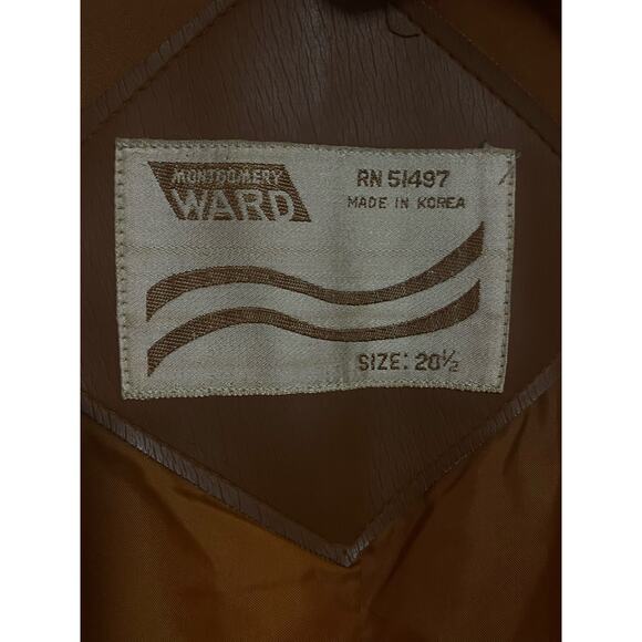 Vintage 70's Montgomery Ward Long Coat Size 20.5 Belted Retro Manmade Fabric - Picture 3 of 16
